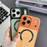 Custodia magnetica ibrida in TPU e PC con supporto, effetto pelle., For iPhone 17 Pro Max, For iPhone 17 Pro, For iPhone 17, For iPhone 16 Pro Max