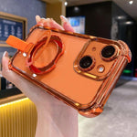 Custodia per telefono magnetica Crystal Shield Ring Holde in TPU + acrilico, For iPhone 15 Pro, For iPhone 15 Plus, For iPhone 15
