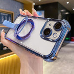 Custodia per telefono magnetica Crystal Shield Ring Holde in TPU + acrilico, For iPhone 14 Plus, For iPhone 14, For iPhone 14 Pro