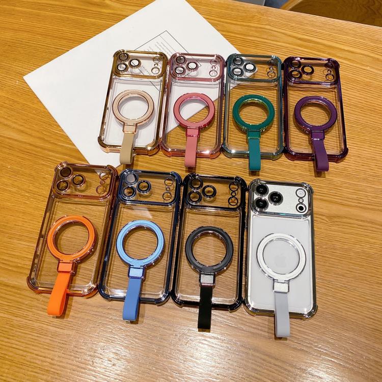 Custodia per telefono magnetica Crystal Shield Ring Holde in TPU + acrilico, For iPhone 14 Plus, For iPhone 14, For iPhone 14 Pro