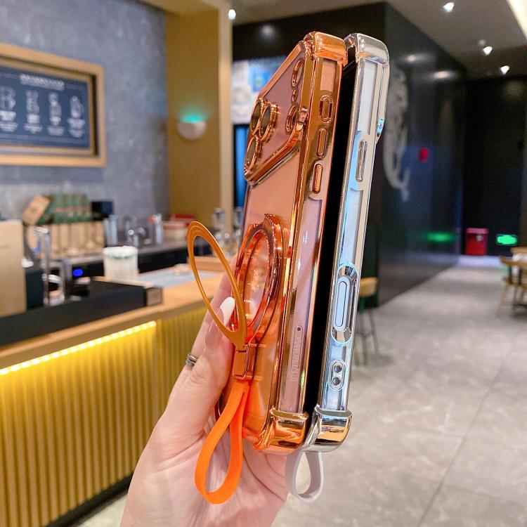 Custodia per telefono magnetica Crystal Shield Ring Holde in TPU + acrilico, For iPhone 16 Plus, For iPhone 16, For iPhone 15 Pro Max