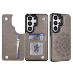 Portafoglio in pelle con doppia fibbia e mandala per Samsung Galaxy S26+, S26