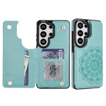 Portafoglio in pelle con doppia fibbia e mandala per Samsung Galaxy S26+, S26