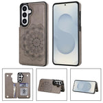 Portafoglio in pelle con doppia fibbia e mandala per Samsung Galaxy S26+, S26