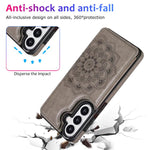 Portafoglio in pelle con doppia fibbia e mandala per Samsung Galaxy S26+, S26