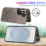 Portafoglio in pelle con doppia fibbia e mandala per Samsung Galaxy S26+, S26