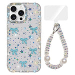 Custodia per telefono IMD con fiocco colorato scintillante e bracciale, For iPhone 14 Pro, For iPhone 14 Pro Max