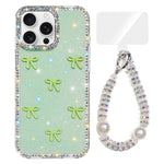 Custodia per telefono IMD con fiocco colorato scintillante e bracciale, For iPhone 13 Pro Max, For iPhone 13 Pro