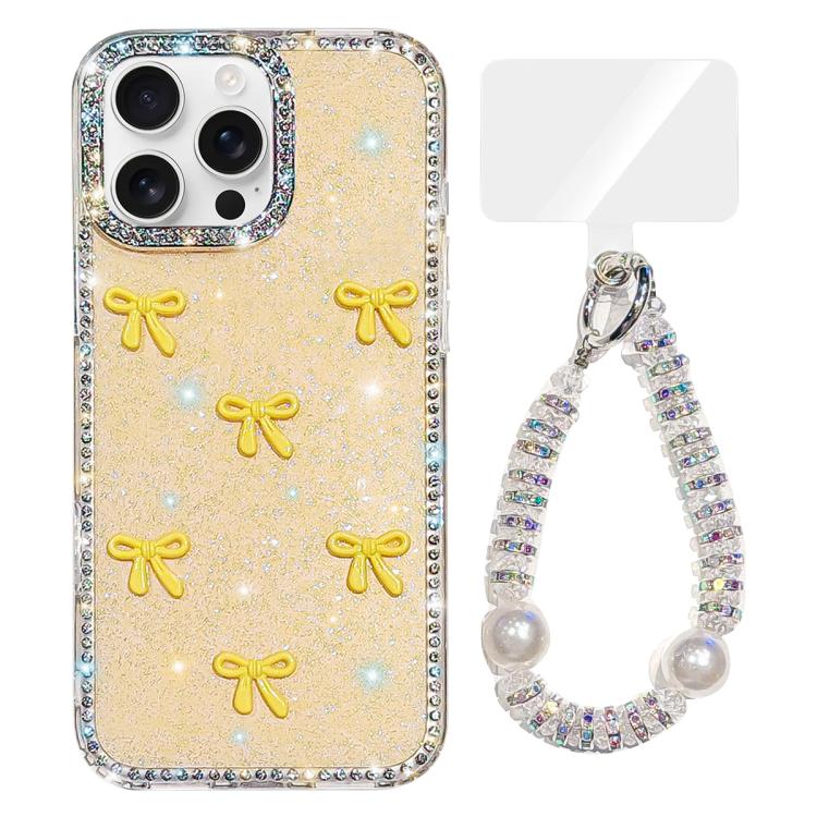 Custodia per telefono IMD con fiocco colorato scintillante e bracciale, For iPhone 13 Pro Max, For iPhone 13 Pro