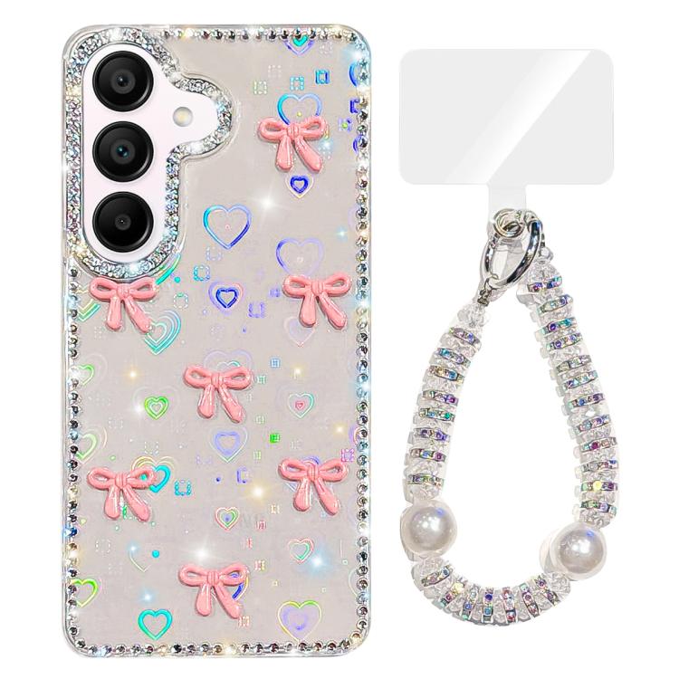 Custodia IMD con fiocco colorato scintillante per Samsung Galaxy A15 e A55 5G