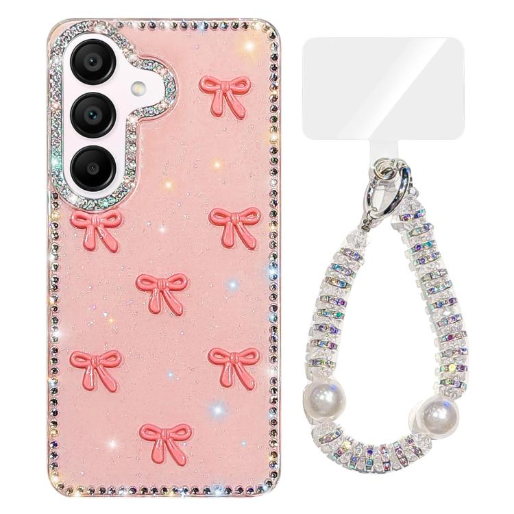 Custodia IMD con fiocco colorato scintillante per Samsung Galaxy A15 e A55 5G