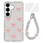 Custodia IMD con fiocco colorato scintillante e bracciale per Samsung Galaxy A57