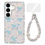 Custodia IMD con fiocco colorato scintillante e bracciale per Samsung Galaxy A57