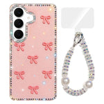 Custodia IMD con fiocco colorato scintillante e bracciale per Samsung Galaxy A57