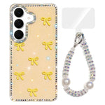 Custodia IMD con fiocco colorato scintillante e bracciale per Samsung Galaxy A57