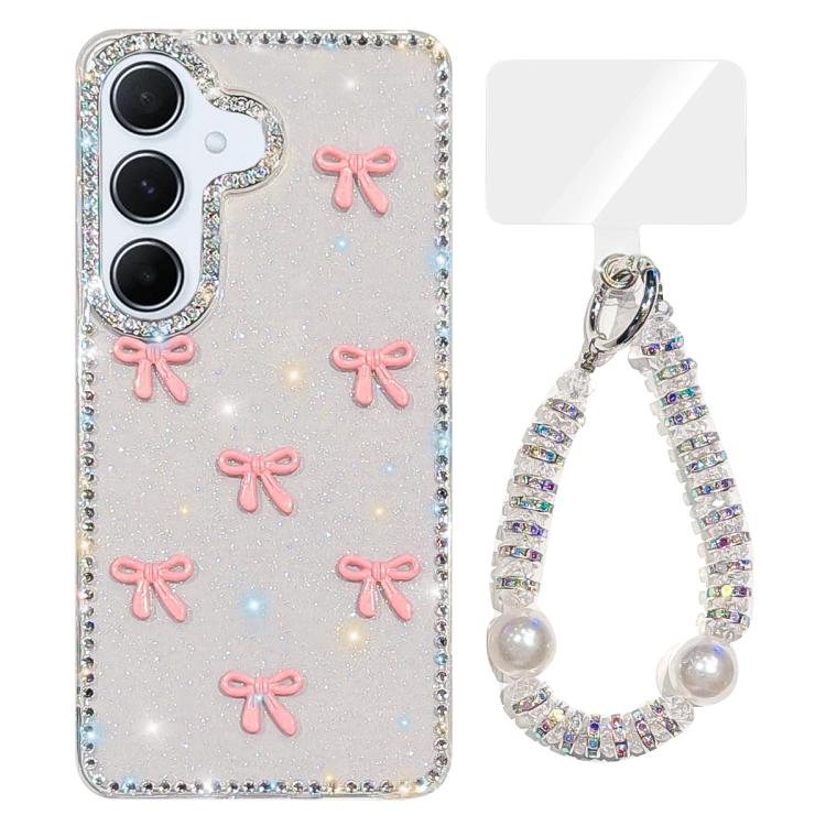 Custodia IMD con fiocco colorato scintillante per Samsung Galaxy A15 e A55 5G
