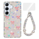 Custodia IMD con fiocco colorato scintillante per Samsung Galaxy A15 e A55 5G