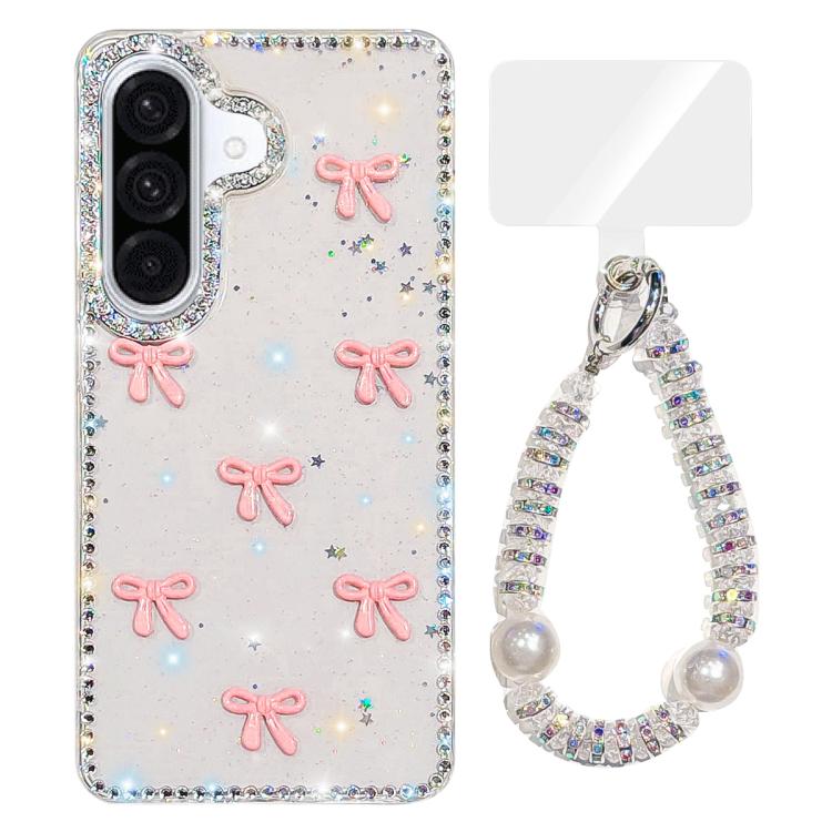 Custodia IMD con fiocco colorato scintillante e bracciale per Samsung Galaxy A57