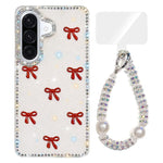 Custodia IMD con fiocco colorato scintillante e bracciale per Samsung Galaxy A57