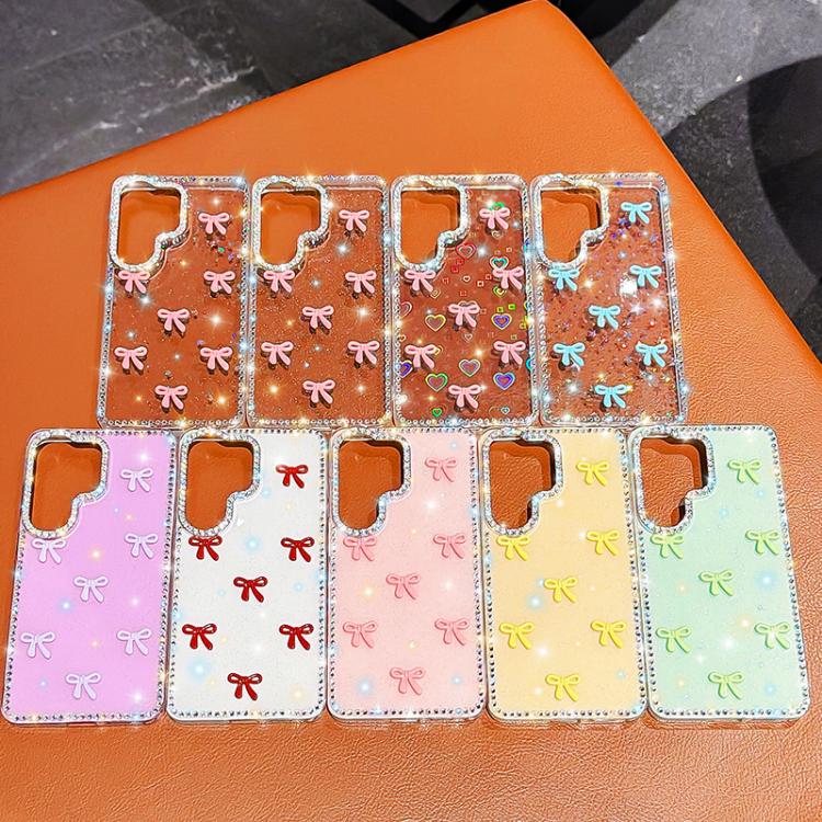 Custodia IMD con fiocco colorato scintillante per Samsung Galaxy A15 e A55 5G