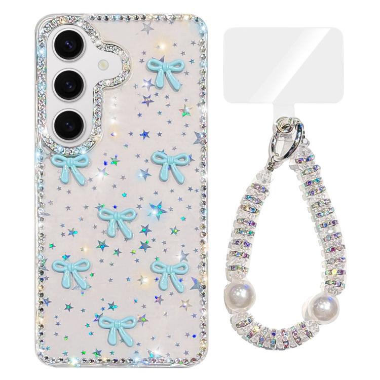 Custodia IMD con fiocco colorato scintillante e bracciale per Samsung Galaxy S25