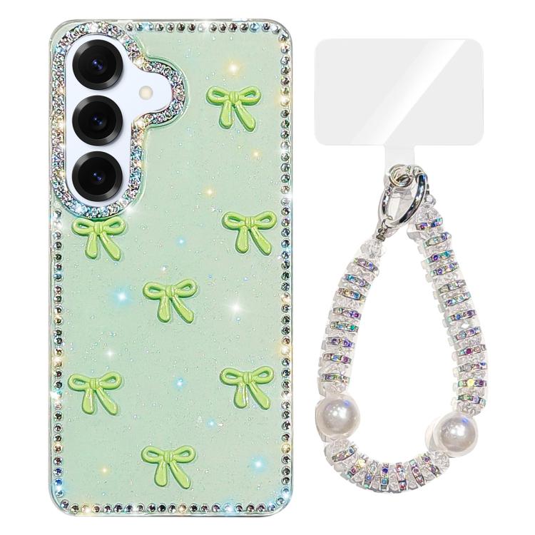 Custodia IMD con fiocco colorato scintillante e bracciale per Samsung Galaxy S25