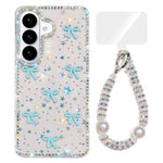 Custodia IMD con fiocco colorato scintillante e bracciale per Samsung Galaxy S26