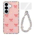 Custodia IMD con fiocco colorato scintillante e bracciale per Samsung Galaxy S26