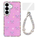 Custodia IMD con fiocco colorato scintillante e bracciale per Samsung Galaxy