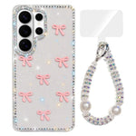 Custodia IMD con fiocco colorato scintillante e bracciale per Samsung Galaxy
