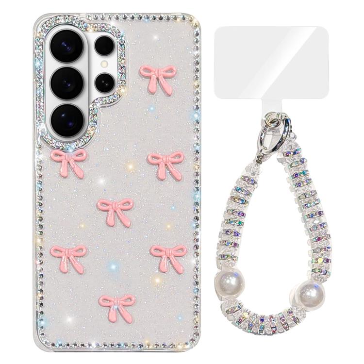 Custodia IMD con fiocco colorato scintillante e bracciale per Samsung Galaxy