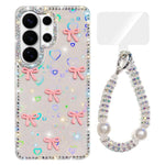 Custodia IMD con fiocco colorato scintillante e bracciale per Samsung Galaxy