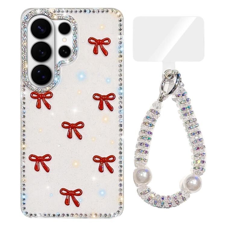 Custodia IMD con fiocco colorato scintillante e bracciale per Samsung Galaxy