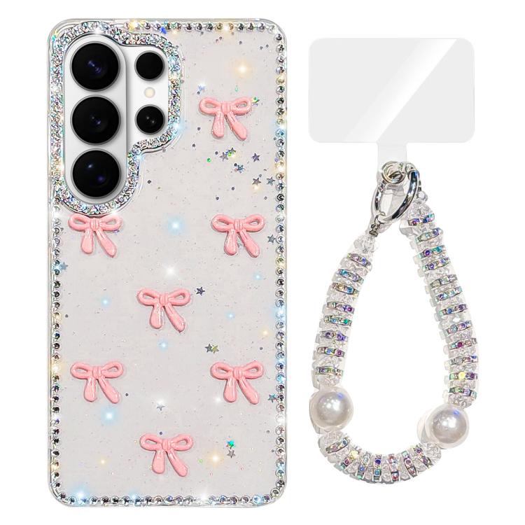 Custodia IMD con fiocco colorato scintillante e bracciale per Samsung Galaxy
