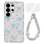 Custodia IMD con fiocco colorato scintillante e bracciale per Samsung Galaxy