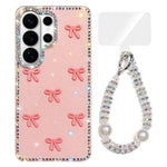 Custodia IMD con fiocco colorato scintillante e bracciale per Samsung Galaxy