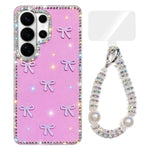 Custodia IMD con fiocco colorato scintillante e bracciale per Samsung Galaxy