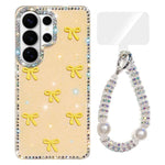 Custodia IMD con fiocco colorato scintillante e bracciale per Samsung Galaxy