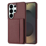 Porta carte magnetico con motivo litchi per Samsung Galaxy S26+, S26 Ultra, S26
