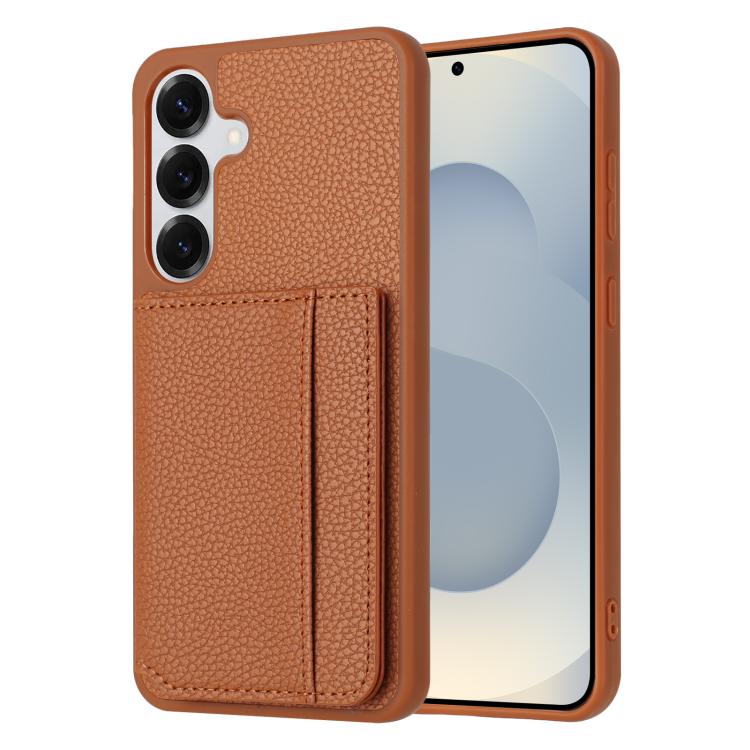 Porta carte magnetico con motivo litchi per Samsung Galaxy S26+, S26 Ultra, S26