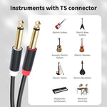 Cavo audio 2 RCA a 2 jack 6,35 mm maschio 1.5-5m