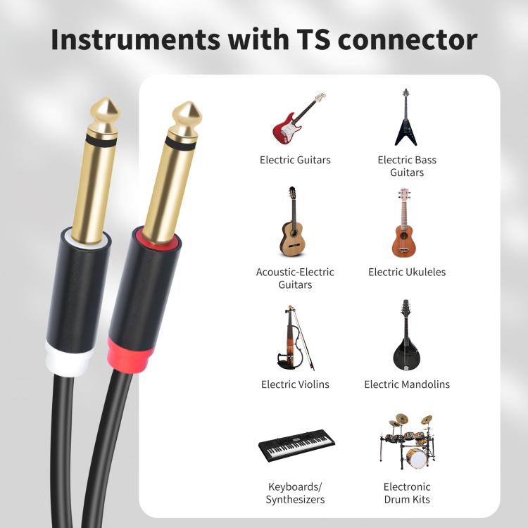 Cavo audio 2 RCA a 2 jack 6,35 mm maschio 1.5-5m