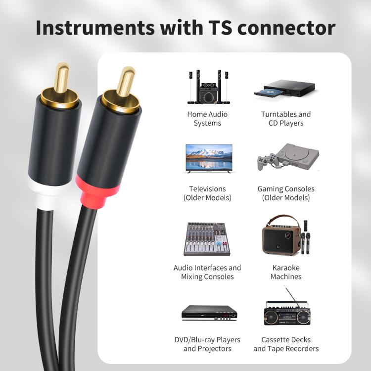 Cavo audio 2 RCA a 2 jack 6,35 mm maschio 1.5-5m