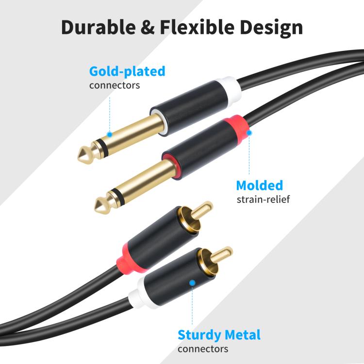 Cavo audio 2 RCA a 2 jack 6,35 mm maschio 1.5-5m