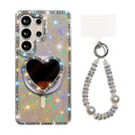 Custodia magnetica con ciondolo cuore scintillante per Samsung Galaxy S24+, S24
