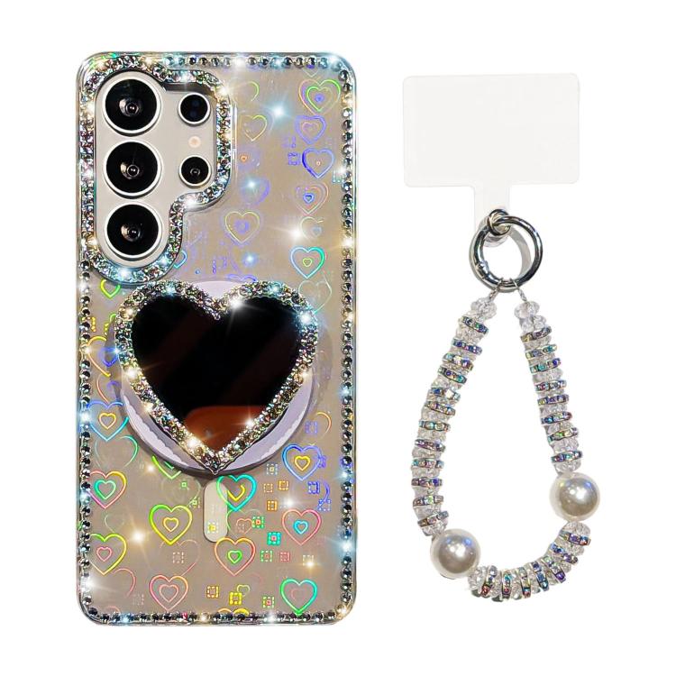 Custodia magnetica con ciondolo cuore scintillante per Samsung Galaxy S24+, S24
