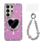 Custodia magnetica con ciondolo cuore scintillante per Samsung Galaxy S24+, S24