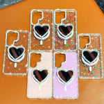 Custodia magnetica con ciondolo cuore e cinturino per Samsung Galaxy S25+, S25