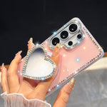 Custodia magnetica con ciondolo cuore e cinturino per Samsung Galaxy S25+, S25