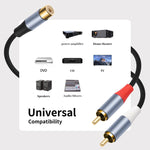 Cavo splitter audio RCA femmina a 2 RCA maschio 18cm